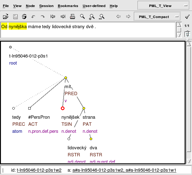 Browsing the query result in tred.