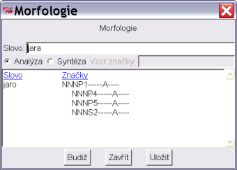 Bonito: volání morfologické analýzy