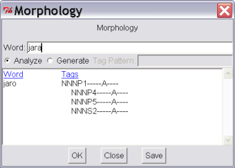 Bonito: Running morphological analyser