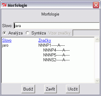 Bonito: volání morfologické analýzy