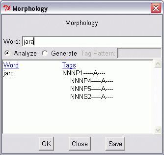 Bonito: Running the morphological analyser