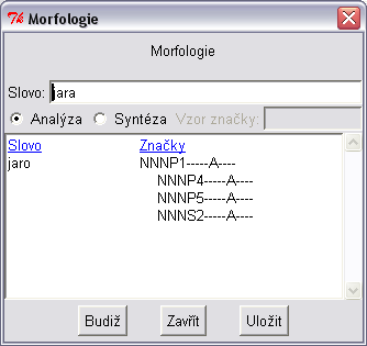 Bonito: volání morfologické analýzy